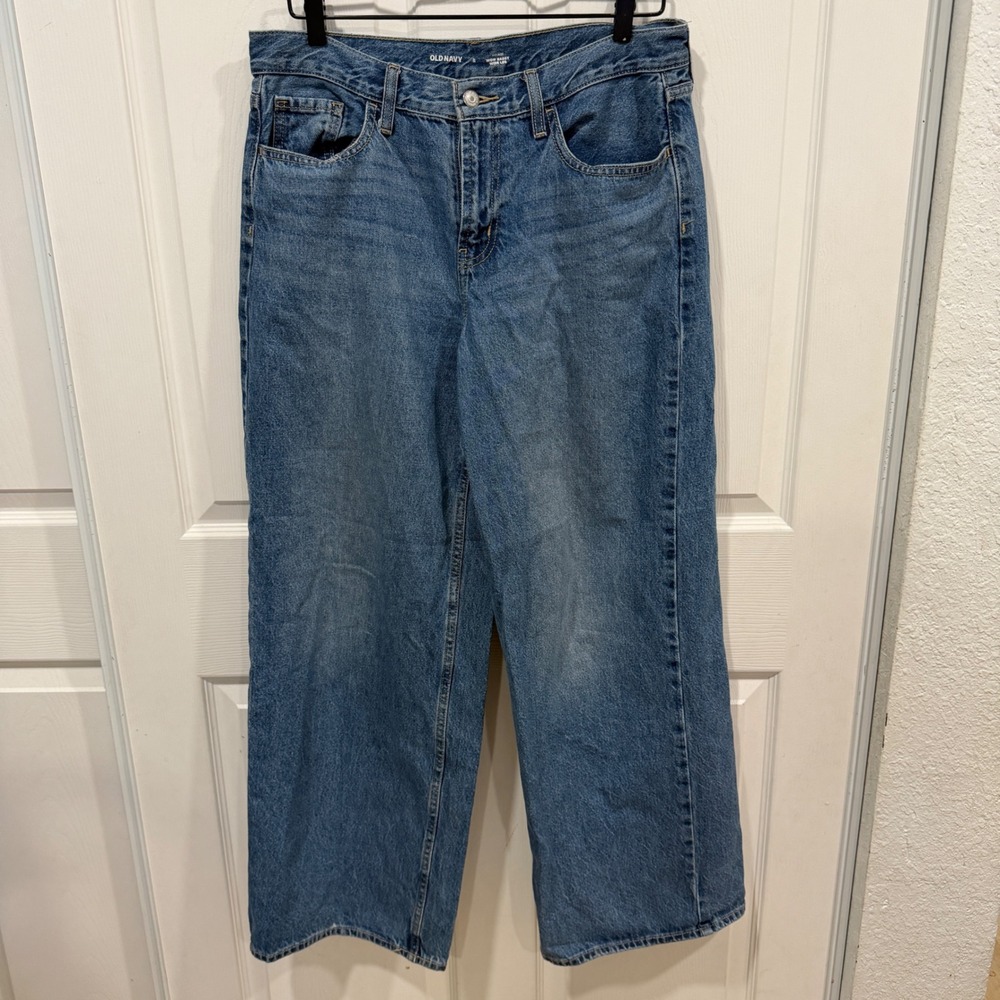 Old Navy Wow Baggy Wide Leg Mid Rise Jeans Medium Wash Blue Size 8